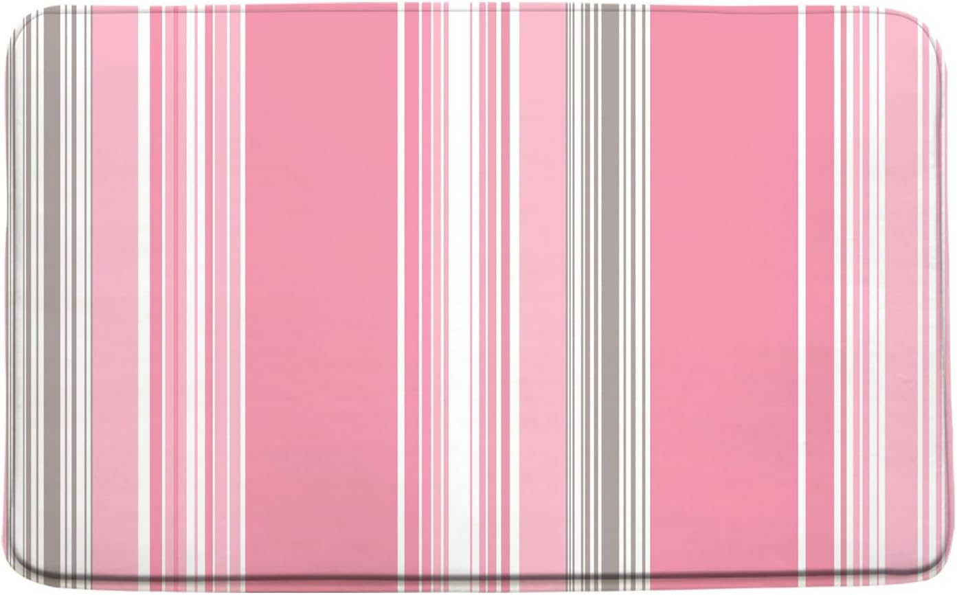 Pink Striped Bath Mat for Bathroom Modern Abstract Pink Vertical Stripes Neutral Modern Simple 15.7x23.6 Inches Polyester Fabric Bathroom Rugs