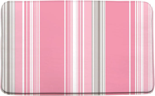 Pink Striped Bath Mat for Bathroom Modern Abstract Pink Vertical Stripes Neutral Modern Simple 15.7x23.6 Inches Polyester Fabric Bathroom Rugs