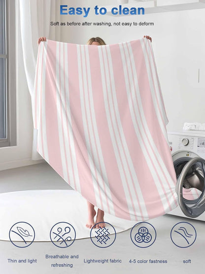 Yukro Pink Striped Cooling Blanket - 30"x40" Modern Classic Stripes Rustic Country Farmhouse Summer Cooling Blankets for Hot Sleepers, Keeps Cool for Night Sweats Lightweight Blanket for Couch Bed