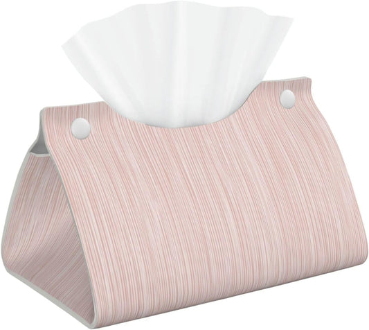 Light Pink Pastel Pattern Subtle Vertical Stripes Tissue Box Cover Rectangle Pu Leather Tissue Box Holder for Car Bathroom Bedroom Desk Tabletop Decor
