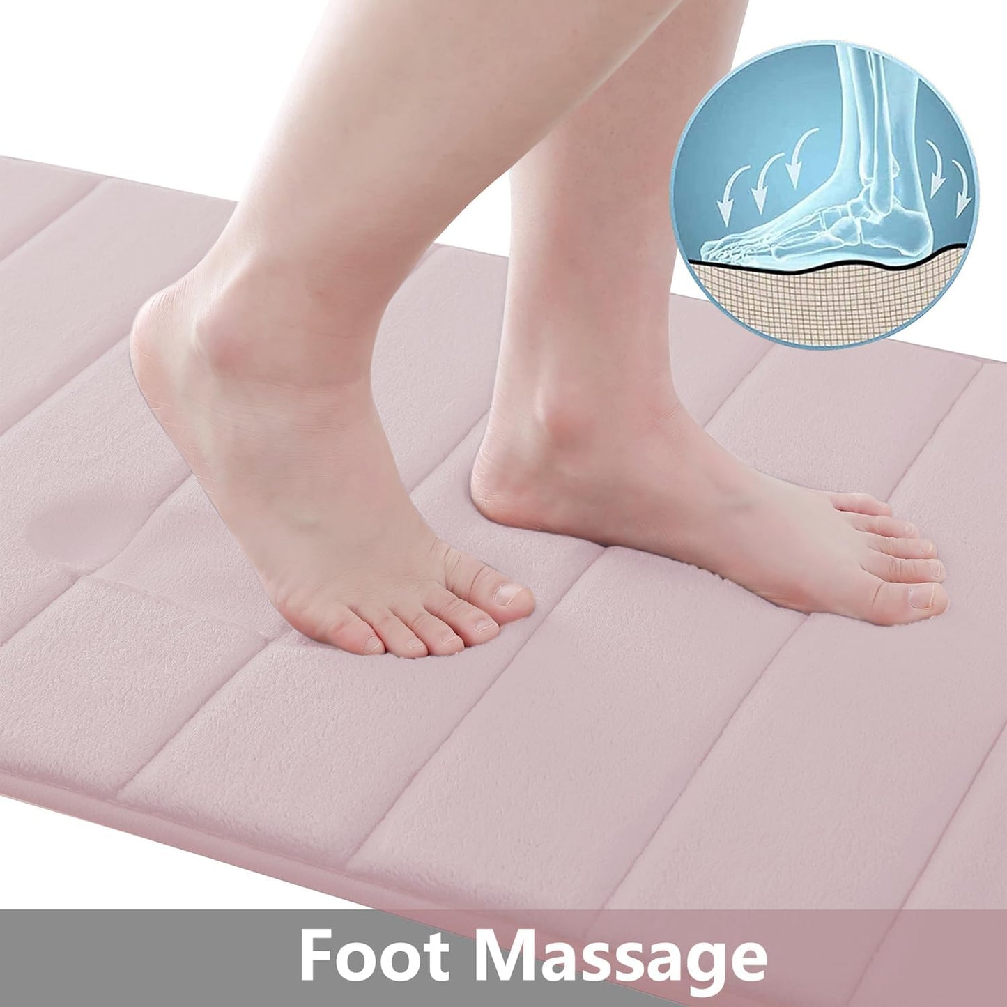 Buganda Memory Foam Bath Mat, 24" x 16", Ultra Soft and Non-Slip Bathroom Rugs, Water Absorbent and Machine Washable Bath Rug for Bathroom, Shower, and Tub, Peach