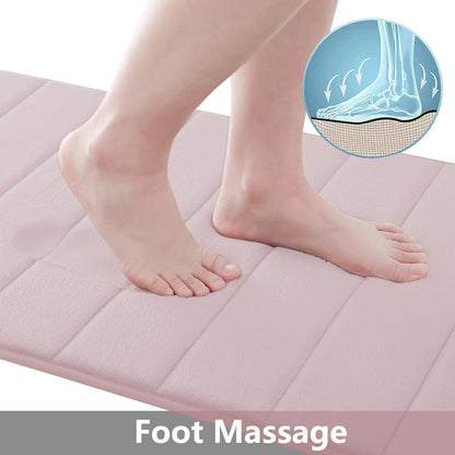 Buganda Memory Foam Bath Mat, 24" x 16", Ultra Soft and Non-Slip Bathroom Rugs, Water Absorbent and Machine Washable Bath Rug for Bathroom, Shower, and Tub, Peach