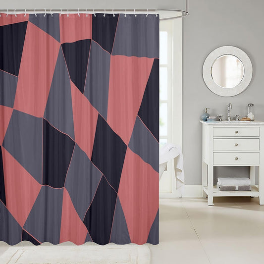 Erosebridal Abstract Shower Curtain 72" Wx78 L Geometric Waterproof Bathroom Accessories Minimalism Modern Abstract Art Bath Curtain for Bathroom Showers Geometric Blocks Pink