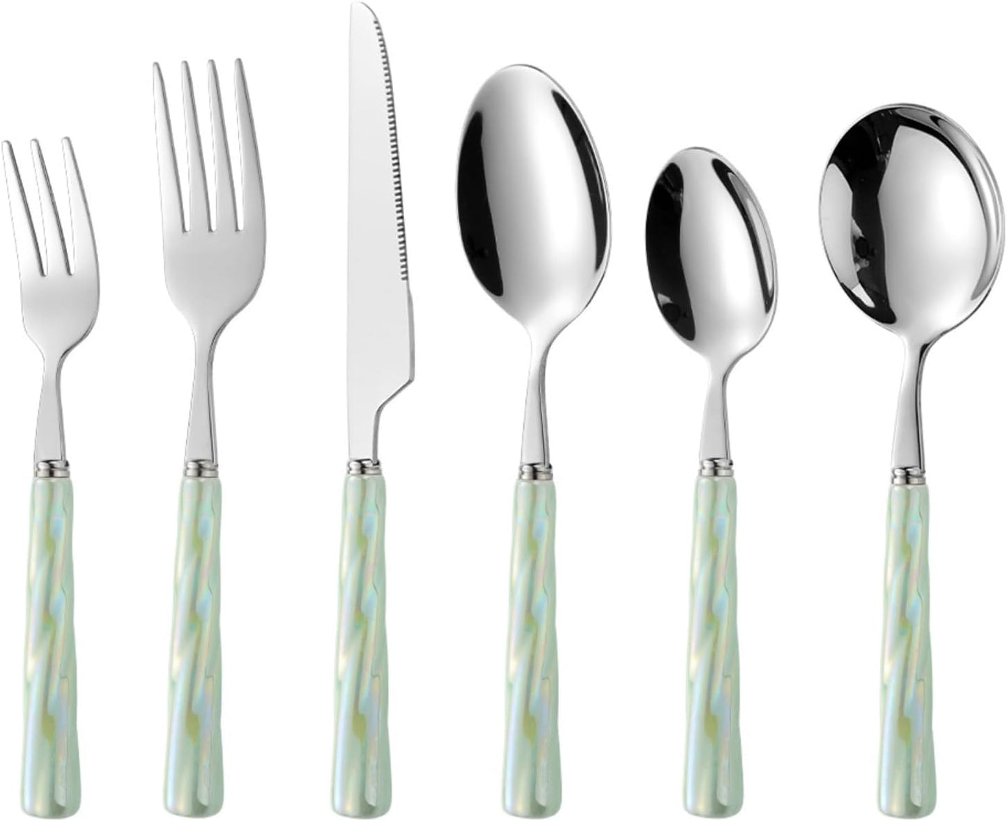 2PC- stainless steel cutlery with ceramic handle glazed tableware-pink-dessert tip spoon