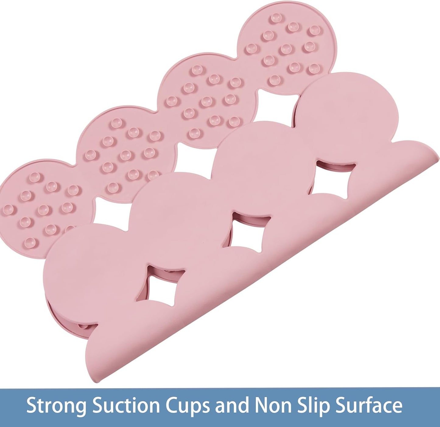 Webos Square Shower Mat Nonslip - Rubber Bathtub Mat with Suction Cups for Inside Shower Bathroom Floor (Pink, 21X21)