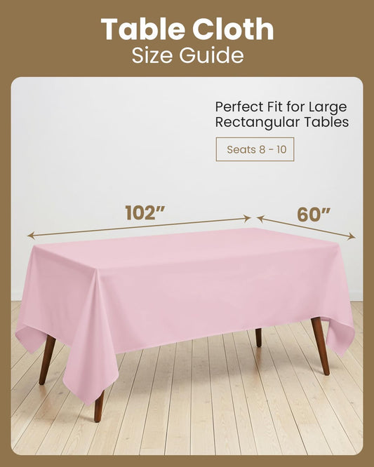 Utopia Kitchen Rectangle Table Cloth 2 Pack(60x102 Inches, Pink), Tablecloth Machine Washable, Polyester Table Cover for Dining, Buffet Parties, Picnics, Events, Weddings and Restaurants