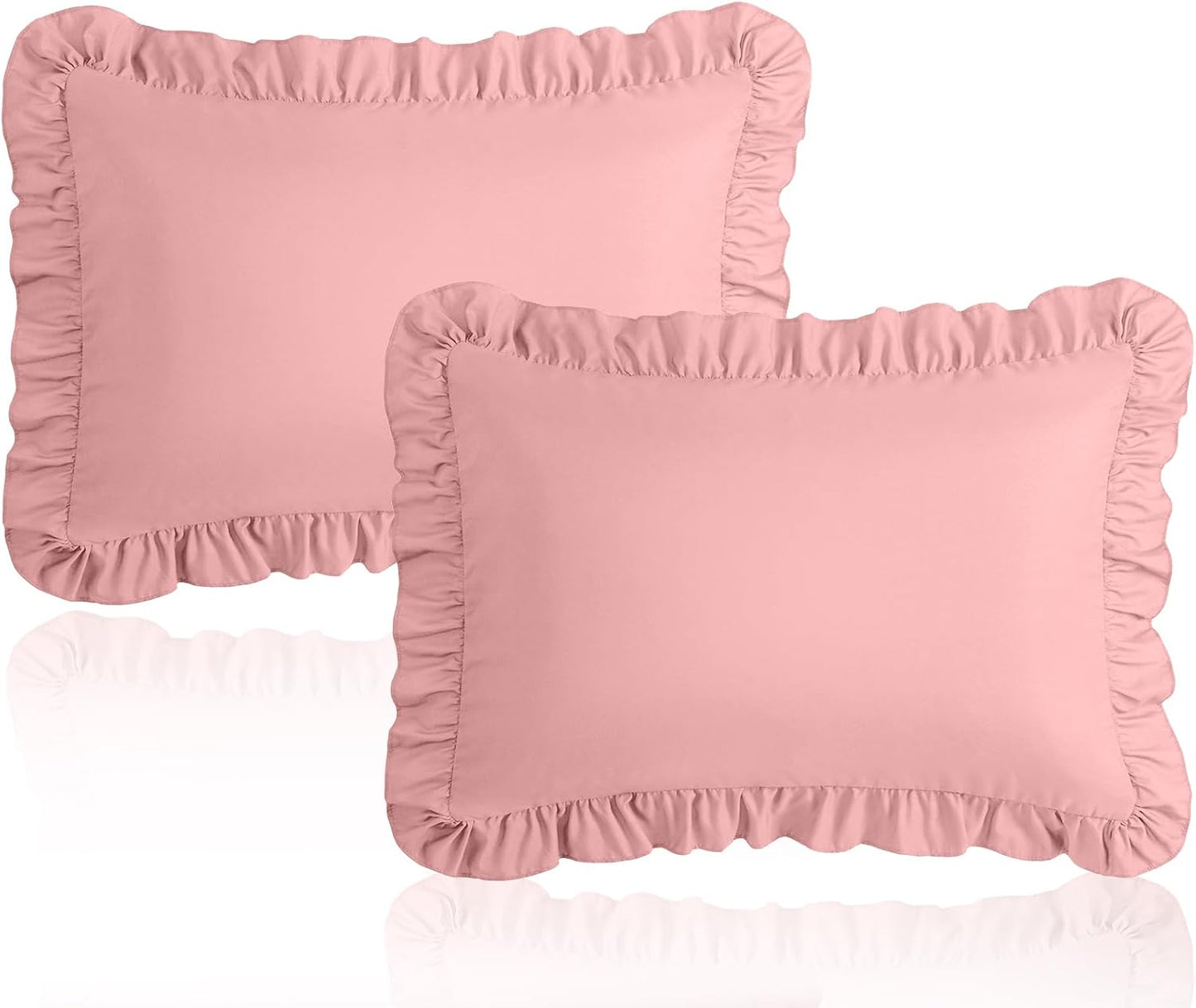 13"x18" Toddler Pillow Cases Set of 2, Light Pink Ruffled Pillow Shams Brushed Microfiber Nursery Pillow Cover for Boys Girls, Soft Breathable Machine Washable