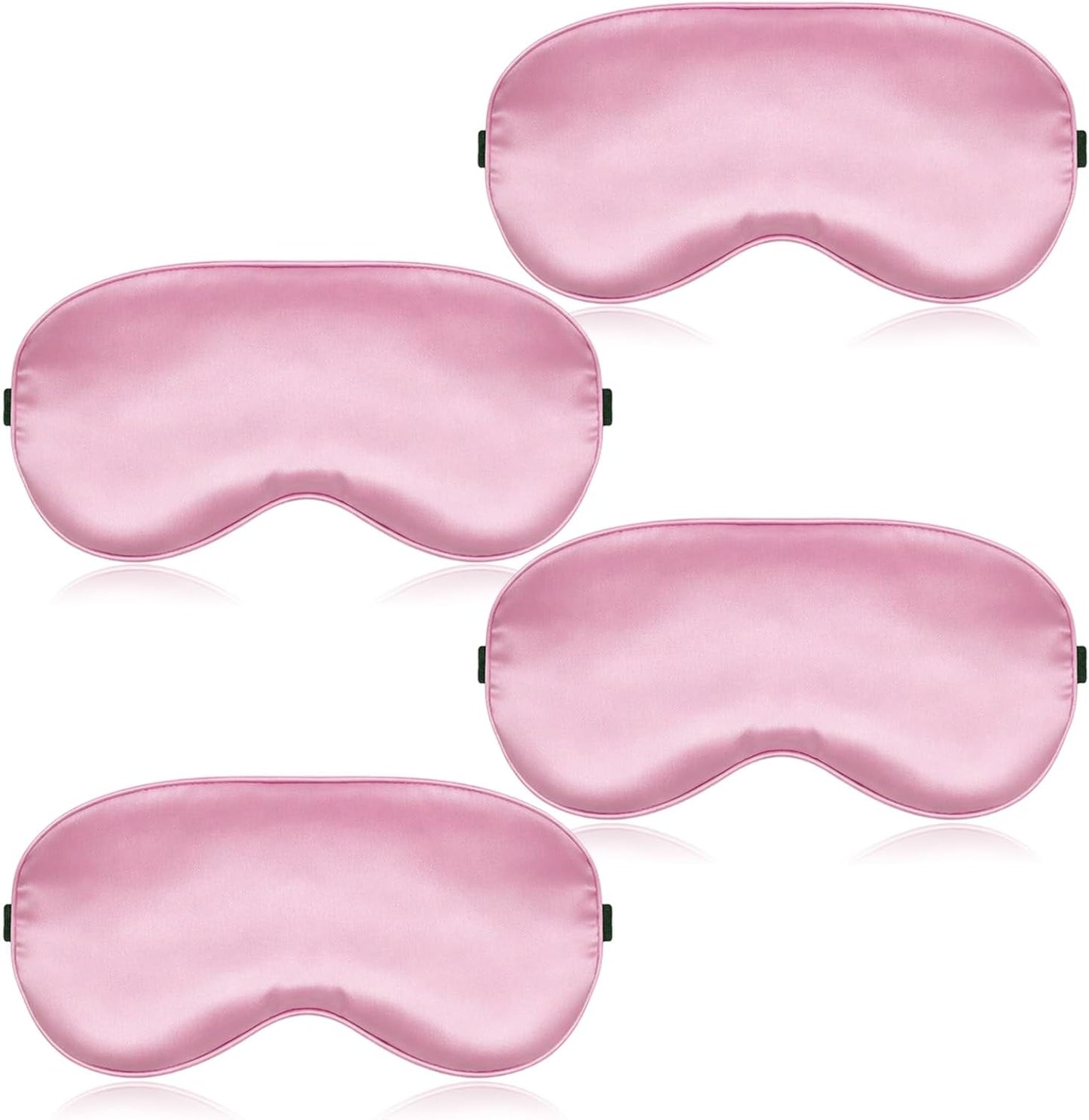 4 Pcs Pink Silk Sleep Mask for Sleeping with Adjustable Strap, Silk Eye Masks Satin Blackout Blindfold Sleep Eye Cover Comfortable Blindfold Eyeshade for Men&Women