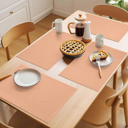 Peach Fuzz Placemats Set of 6 Modern Pure Peach Fuzz Place Mats Indoor Wipeable Table Mats Washable Cloth Dining Table Placemats for Kitchen Holiday Party Home Decor 13x19 Inch