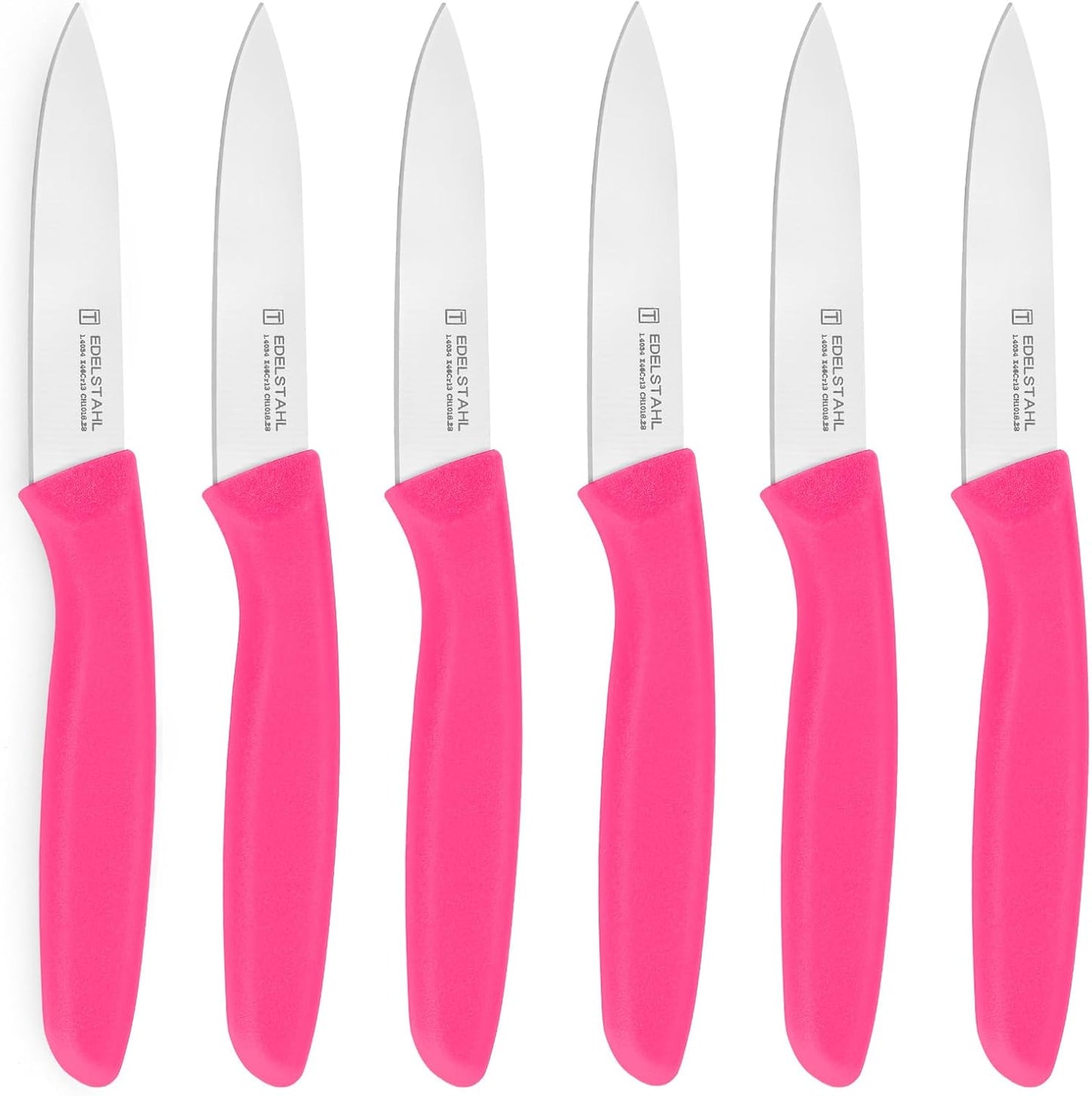 Paring Knives Set,Stainless Steel Paring Knife Set of 6,Sharp Vegetable&Fruit Knifes,Small Knife Set,Ergonomic Handle Paring Knives,Straight Edge Paring Knife Set,Pink Peeling Knife