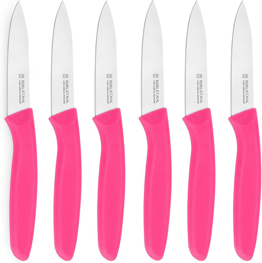 Paring Knives Set,Stainless Steel Paring Knife Set of 6,Sharp Vegetable&Fruit Knifes,Small Knife Set,Ergonomic Handle Paring Knives,Straight Edge Paring Knife Set,Pink Peeling Knife