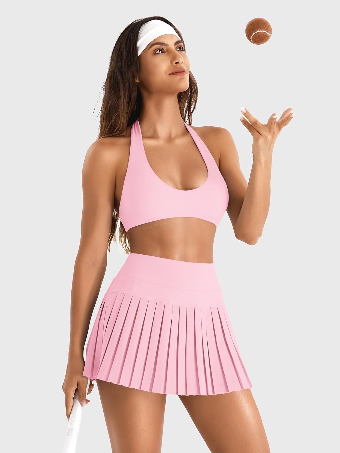 YEOREO Ease Womens Pleated Tennis Skirt Built in Shorts with Pockets 2 in 1 A-Line Skirt High Waist Workout Golf Skorts