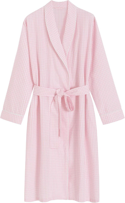 Latuza Women's Seersucker Robe Cotton Bathrobe with Pockets