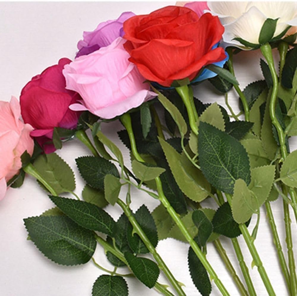 Artificial Silk Rose Stem, 16.8 inches, Single Long Stem Flower for Home Decor, Table Centerpiece Arrangement Valentine's Day Gift (Pink)