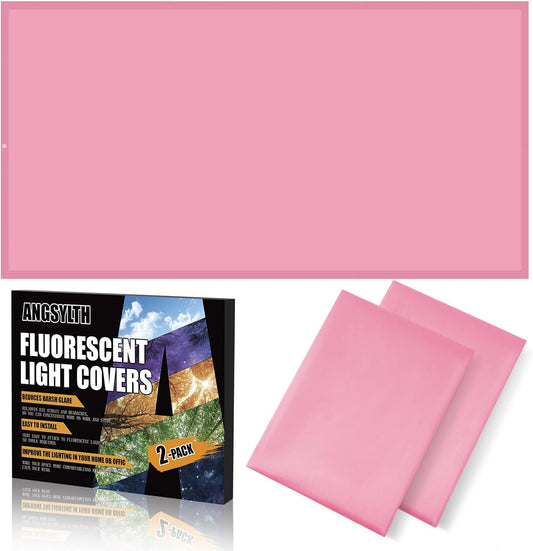 ANGSYLTH 2 Pcs Fluorescent Light Covers - 4 x 2 Feet Covers for Ceiling Lights, Magnetic Light Filters for Classroom, Office, Hospitals, Home (Light Pink)