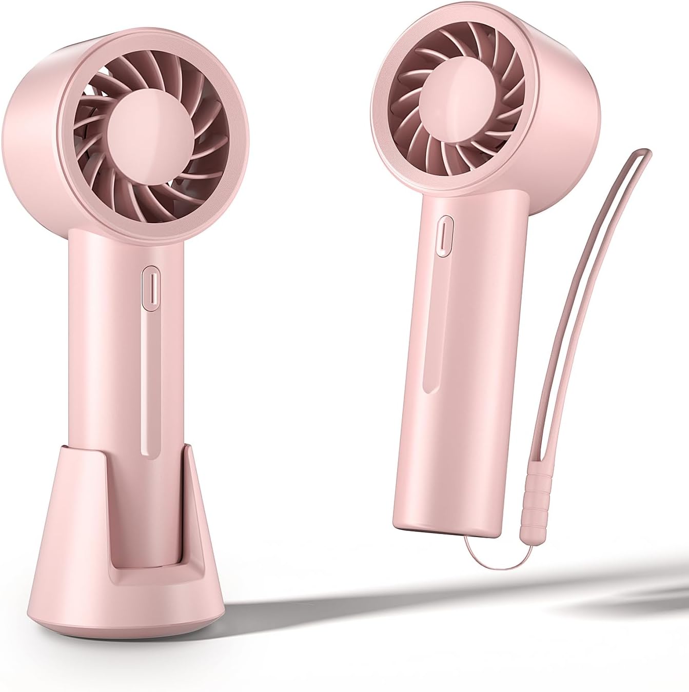 Mini Portable Fan, 3 Speed Handheld Fan with Desktop Base, USB Rechargeable [13H Max Cooling Time], Small Personal Hand Fan Travel Essentials for Women Girls Kids Lash Makeup, Pink