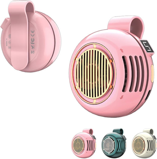 Portable Silent Mini Bladeless Electric Fan,Small fan Clip on for Shirt & Waist,2026 New Mini Bladeless Fan Clip On,Adjustable 3-Speed For Outdoor & Travel & Office,Gift (pink with display)