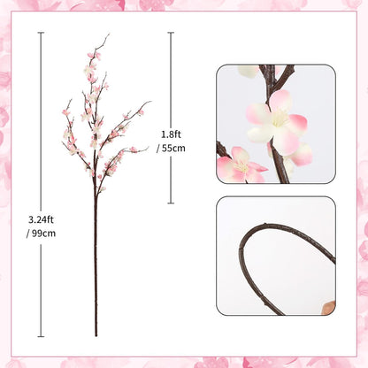 38'' Artificial Cherry Blossom Branches 4PCS Pink Cherry Blossom Branches with Long Stems Faux Silk Flowers for Vase Spring Wedding Home Office Bedroom Party Table Centerpieces Decor (Pink)