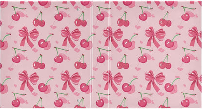 3 Ring Binder Cherry Coquette Pink Bow Cute Binders 1.5 inch with Clipboard PVC Pockets Fit 8.5 x 11 Paper for School or Office Supplies 1 Pack
