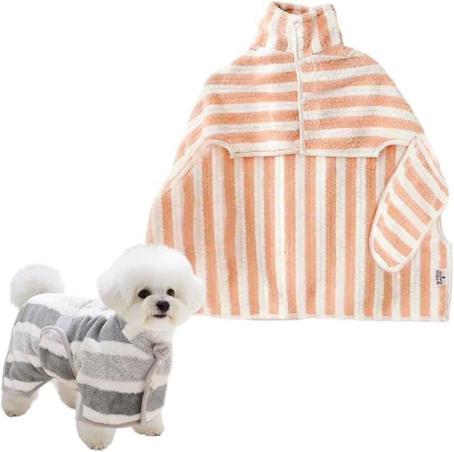 Dog Bathrobe, Microfiber Super Absorbent Pet Towel, Quick Drying Robe for Dogs Cats, Double Layer Hooded Warm Bath Towel, for Large Medium Small Pets After Bath Pool Beach (Pink, L(30–45 lb))