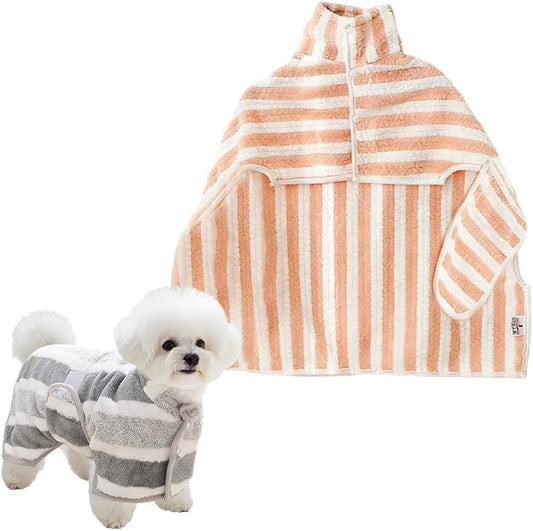 Dog Bathrobe, Microfiber Super Absorbent Pet Towel, Quick Drying Robe for Dogs Cats, Double Layer Hooded Warm Bath Towel, for Large Medium Small Pets After Bath Pool Beach (Pink, L(30–45 lb))