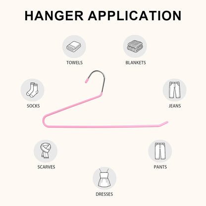24-Pack Metal Pants Hangers with Non-Slip Coating, Open Ended Jeans Hangers for Space-Saving Storage of Blankets, Scarves and Towels (Pink)