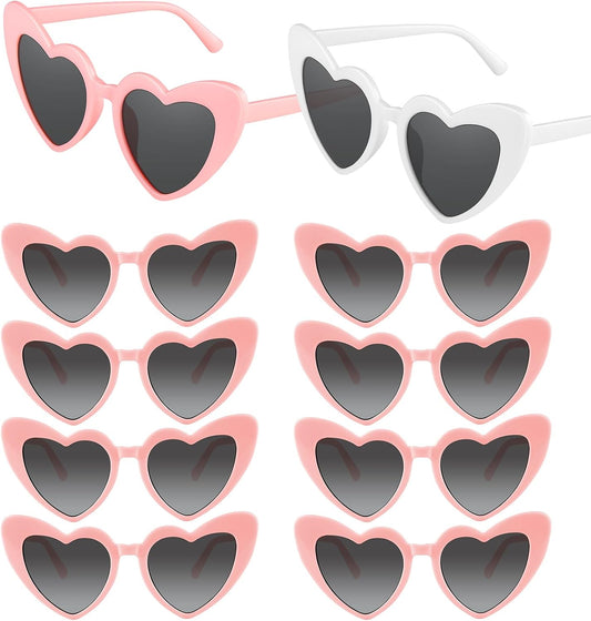 10 Pack Bachelorette Sunglasses Heart Shaped Sunglasses Vintage Heart Glasses for Women Wedding Party Decor