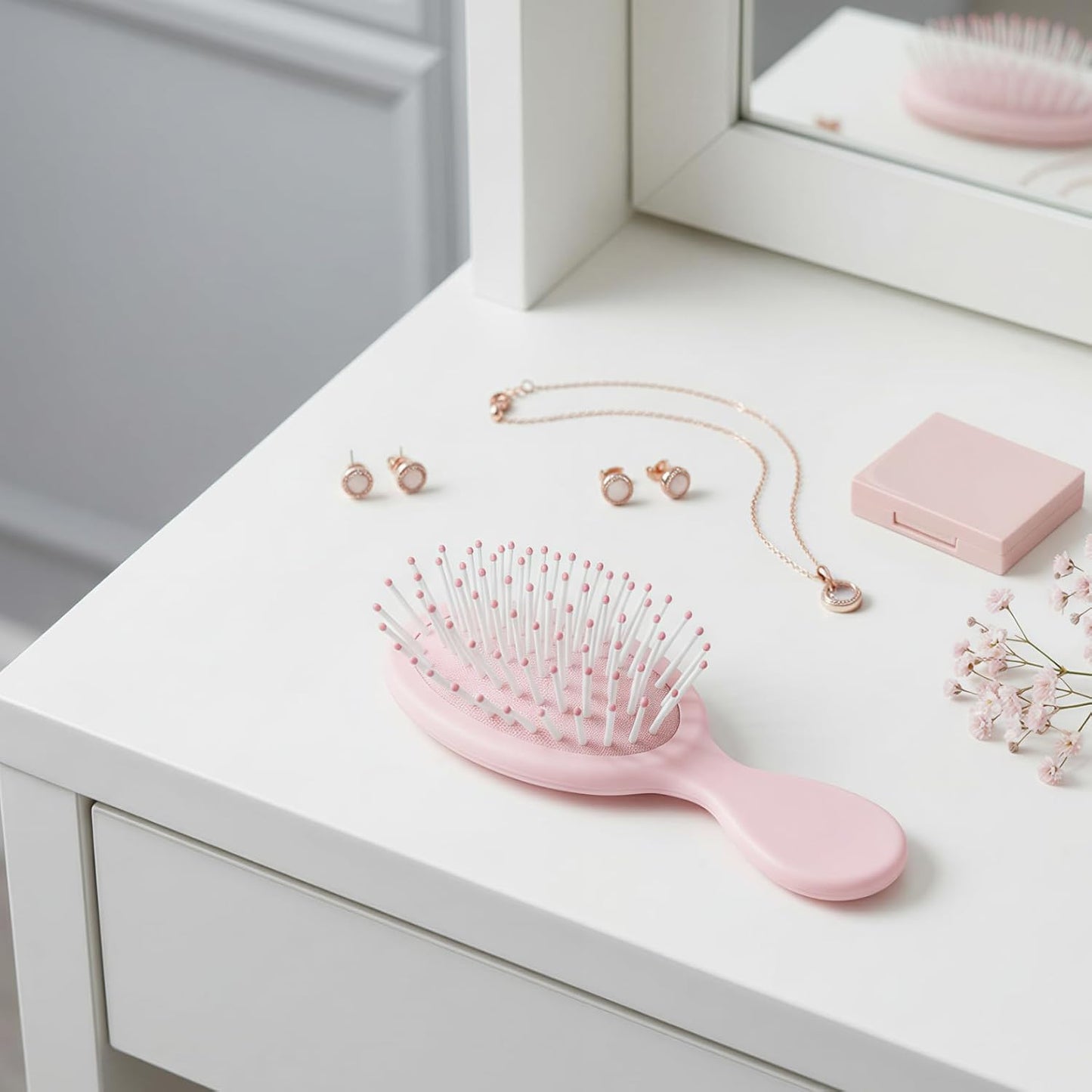 6 Pack Mini Hair Brush Bulk, Wet Hair Brush for Travel, Mini Brush for Most Hair Types, Travel Brushes, Bridesmaid Gifts, Pink