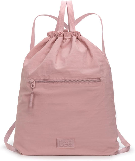 Lee Drawstring Backpack Bag Lightweight Small Gym Swim Beach Bag Water Resistant Sports Sackpack for Men Women, LEE48-002DPK