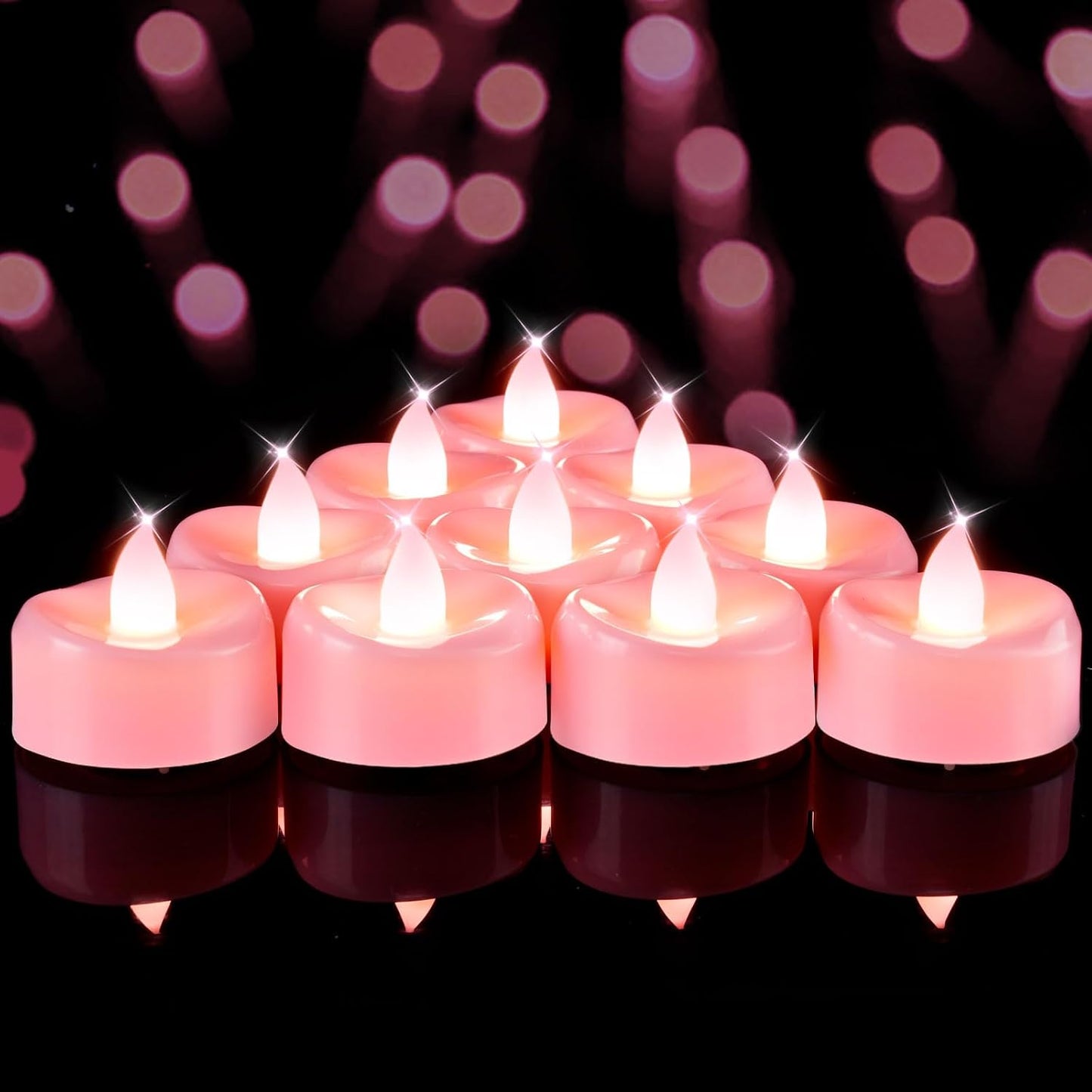 BEICHI Flameless Candles, Tea Lights Battery Operated, No Flickering Votive Candles LED Tea Lights for Wedding Christmas Party Home Decor (50 Pack, Pink)