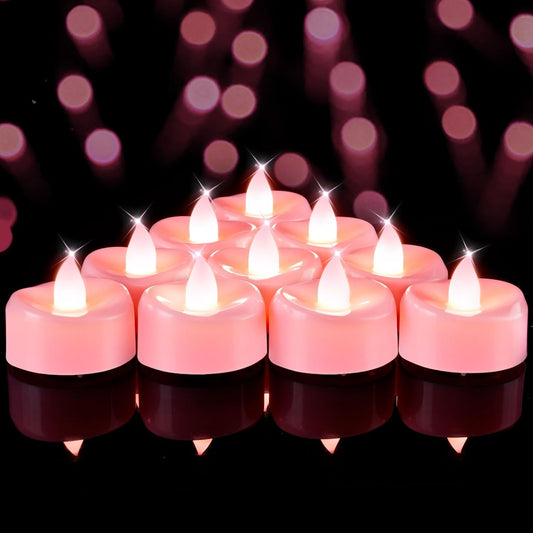 BEICHI Flameless Candles, Tea Lights Battery Operated, No Flickering Votive Candles LED Tea Lights for Wedding Christmas Party Home Decor (50 Pack, Pink)