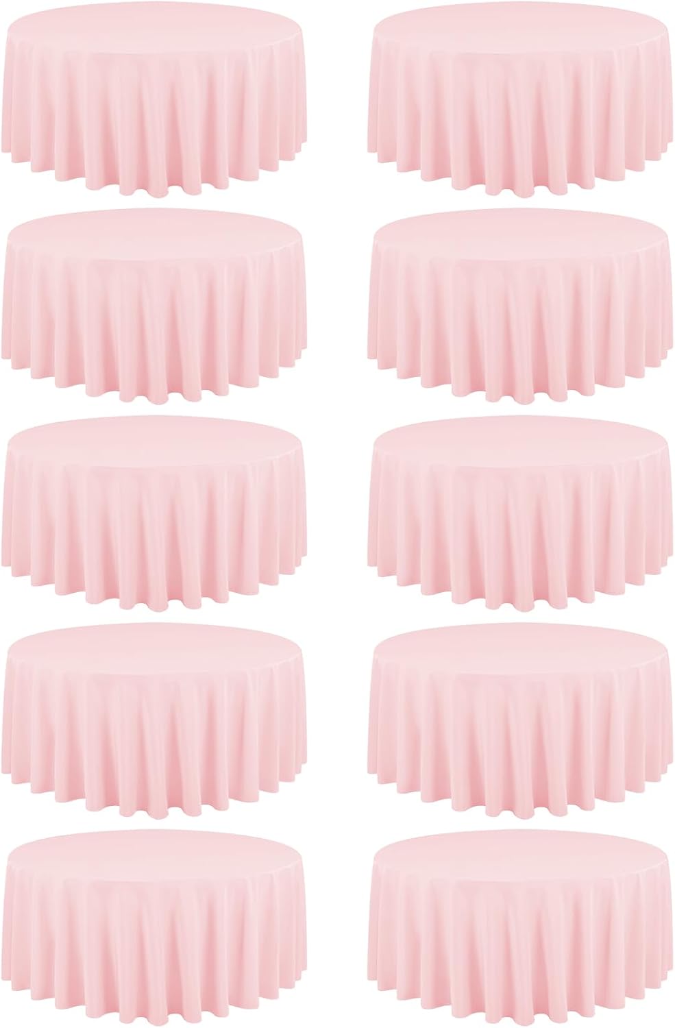 10 Pack Pink Round Tablecloths - 90 Inch, Polyester Table Cover, Stain and Wrinkle Resistant Washable Fabric, Perfect for Wedding Banquet Parties