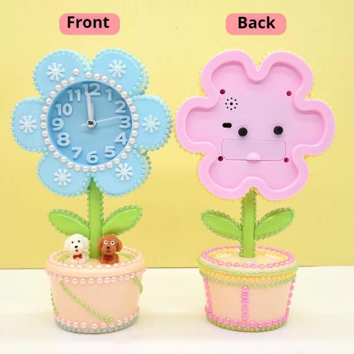 Flower Alarm Clock for Kids Cute Alarm Clock for Kids Bedroom, No Battery, Bedside Clock Children's Sleep Trainier, Wake Up for Boys Girls Birthday Gifts (Pink)