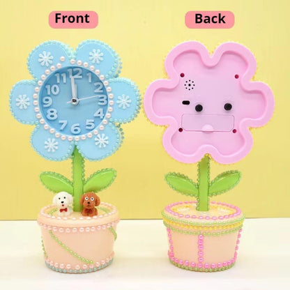 Flower Alarm Clock for Kids Cute Alarm Clock for Kids Bedroom, No Battery, Bedside Clock Children's Sleep Trainier, Wake Up for Boys Girls Birthday Gifts (Pink)