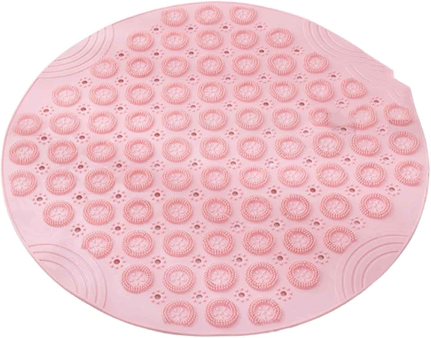 JUSHZ Bath Mat Bath Mats for Bathroom Mat Non Slip Bathmat Shower Outside Rug Round Bottom High Adsorption Suction Cup Washable Large Hole Drain (Pink,30x30cm)