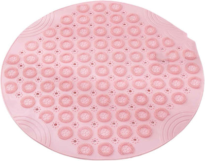 JUSHZ Bath Mat Bath Mats for Bathroom Mat Non Slip Bathmat Shower Outside Rug Round Bottom High Adsorption Suction Cup Washable Large Hole Drain (Pink,30x30cm)