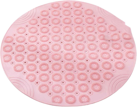 JUSHZ Bath Mat Bath Mats for Bathroom Mat Non Slip Bathmat Shower Outside Rug Round Bottom High Adsorption Suction Cup Washable Large Hole Drain (Pink,30x30cm)
