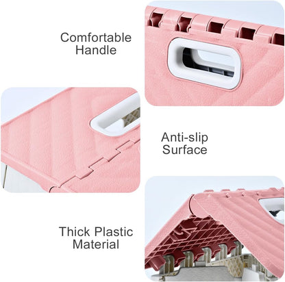 Folding Step Stool, Bathroom Stool, Plastic Pink Stepping Stool for Living Room, Compact Fold Up Step Stool, Small Kitchen Foot Stool