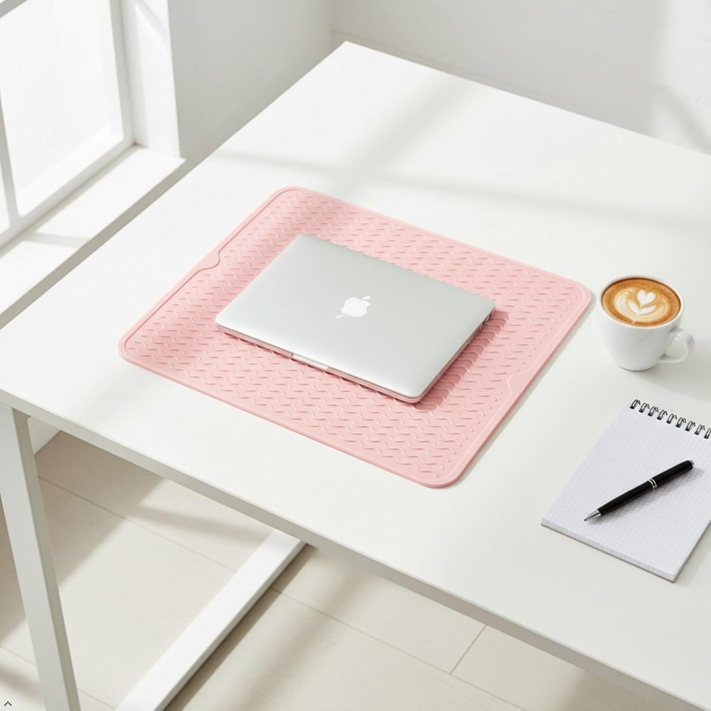 Silicone Drying Mat 16 × 12 – Pink Rose Non-Slip Sink Mat for Kitchen Counter, Heat-Resistant Food-Grade Dish Pad, Easy-Clean Multipurpose Drawer Liner (Pink Rose, 16" x 12")