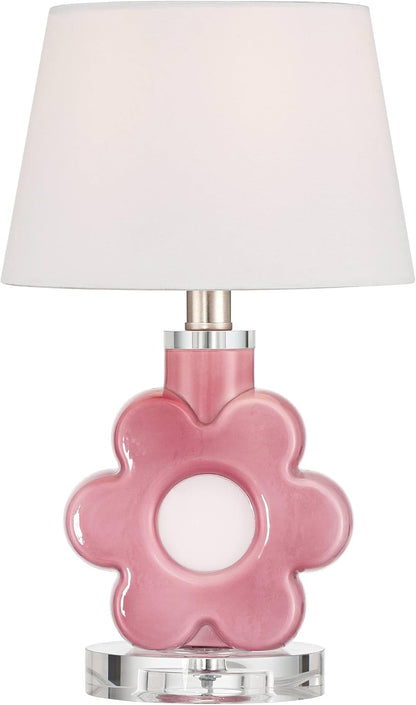 360 Lighting DreamGlow Peony Bloom 15" High Pink Glass Flower Accent Table Lamp