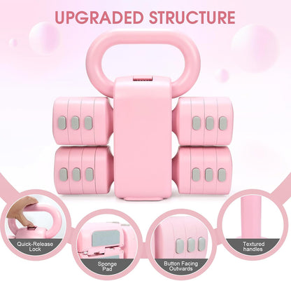 Adjustable 2-in-1 Convertible Kettlebell & Dumbbells Set, 4 in 1 Free Weights Dumbbell Set of 2, Each 2.2 3.3 4.4 5.5lb Quick Change Women Dumbbell Set for Home Exercise Training