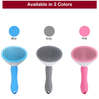 Self-Cleaning Slicker Brush for Dogs Cats - Upgraded Deshedding Grooming Tool with One-Click Clean, Ergonomic Grip & Gentle Massage Tips - Ideal for Long/Short Haired Pets, Pink