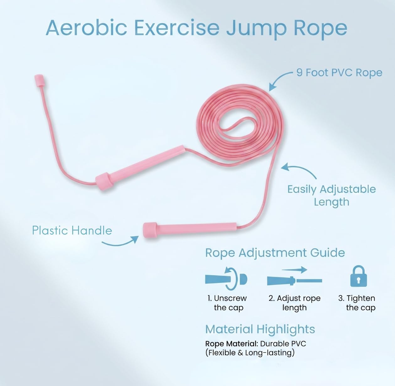 10 Pcs Adjustable Jump Ropes with Plastic Handles, Lightweight PVC Jump Rope, Speed Skipping Rope for Fitness Exercise, Men, Women, 9 ft / 2.8 m