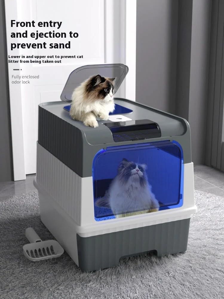 Cat Litter Box, Fully Enclosed, Odorless, Capacity Premium Cat (BY-4202) (Pink)