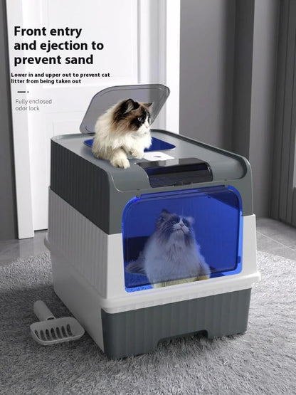 Cat Litter Box, Fully Enclosed, Odorless, Capacity Premium Cat (BY-4202) (Pink)