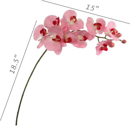 Larksilk 2 Pack Real Touch Pink Silk Orchids - 33.5" Faux Phalaenopsis Orchid Stems that Look Real for Vases, Wedding Centerpieces & Home Decor