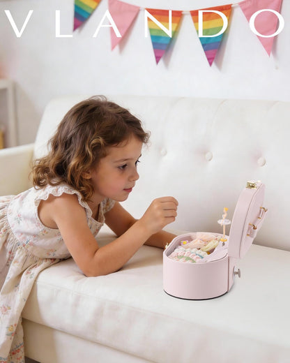 VLANDO Musical Jewelry Box for Girls - Kid Music Box with Ballerina for Birthday Bedroom Decor - Birthday Gift for Girls Ages 4 5 6 7 8-12 Year Old - Pink