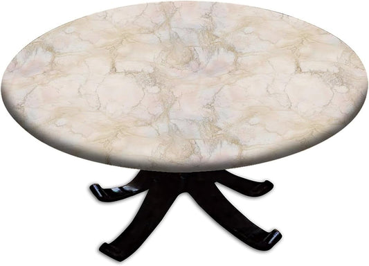 Fitted Table Cloths Round, Light Pink Marble Texture Pattern Printed on Spill Resistant Table Decor, for Kitchen Decor and Accessories Fit for 28" Table