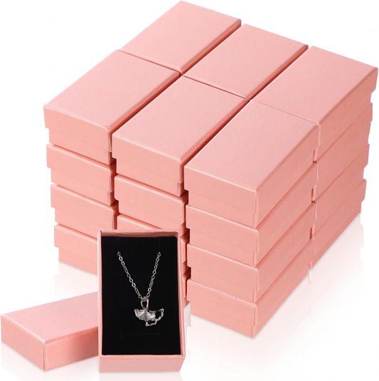 Batiyeer 36 Pcs Cardboard Jewelry Gift Boxes Jewelry Boxes Packaging Small Earring Gift Box with Lids for Necklace Ring (Pink,3.2 x 2 x 1.2 Inch)