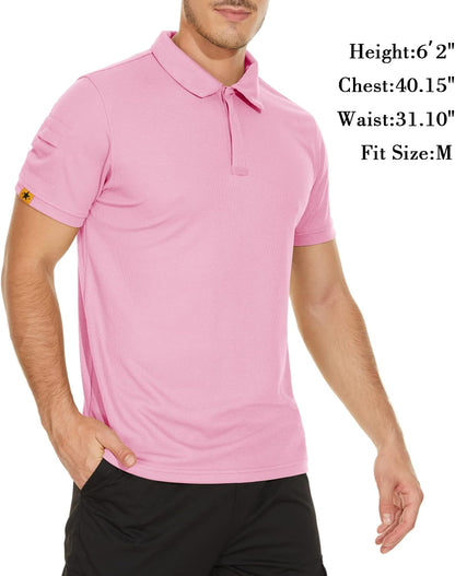 V VALANCH Mens Polo Shirts Short Sleeve Moisture Wicking Golf Polo Athletic Collared Shirt Tennis T-Shirt Tops